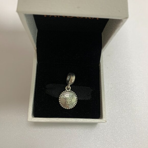 Pandora Engravable Scottish Cow Dangle Charm - Picture 3 of 4